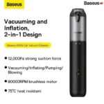 جارو شارژی مخصوص خودرو باسئوس مدل Baseus A3Lite Car Vacuum Cleaner(VCAQ050001) | A3Lite(VCAQ050001) - تصویر 2